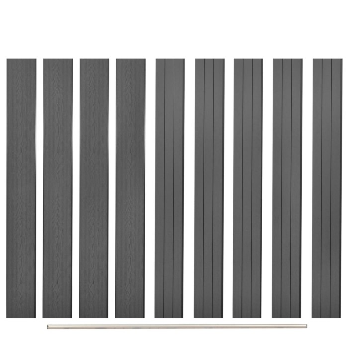 Plăci de schimb pentru gard, 9 buc., gri, 170 cm, WPC