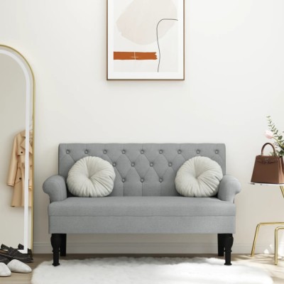 vidaXL Bancă cu spătar, gri deschis, 120x62x75,5 cm, textil 372120 foto