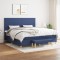 Pat box spring cu saltea, albastru, 200x200 cm, textil