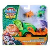 PATRULA CATELUSILOR FILMUL CU DINOZAURI SET DINO VEHICUL CAMION DE RECICLARE CU FIGURINA ROCKY SI ACCESORII 15CM