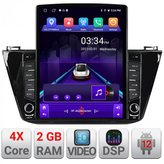 Navigatie dedicata VW Tiguan 2009-2015 Android radio gps internet quad core 2+32 ecran vertical 9.7&quot; Kit-489v2+EDT-E708 CarStore Technology