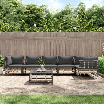 vidaXL Set mobilier de grădină cu perne, 7 piese, antracit, poliratan 3186757 foto