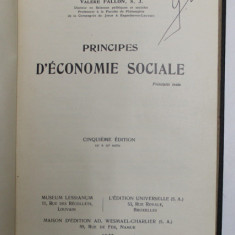 PRINCIPES D 'ECONOMIE SOCIALE par VALERE FALLON , 1935