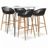 VidaXL Set mobilier de bar, 5 piese, alb și negru