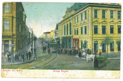 426 - BRAILA, Strada Regala, Tramway, Romania - old postcard - used - 1907 foto