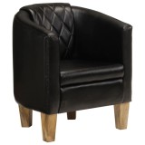 vidaXL Fotoliu tubular, negru, piele naturală 359639