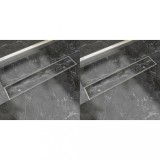 VidaXL Rigolă liniară de duș 2 buc., 630 x 140 mm, oțel inoxidabil