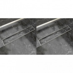 vidaXL Rigolă liniară de duș 2 buc., 630 x 140 mm, oțel inoxidabil