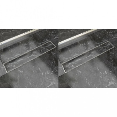 vidaXL Rigolă liniară de duș 2 buc., 630 x 140 mm, oțel inoxidabil foto