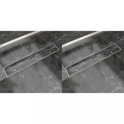 Rigolă liniară de duș 2 buc., 630 x 140 mm, oțel inoxidabil foto