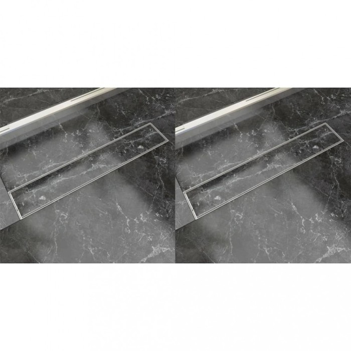 Rigolă liniară de duș 2 buc., 630 x 140 mm, oțel inoxidabil