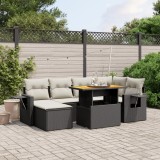 Cumpara ieftin Set canapele de grădină cu perne, 7 piese, negru, poliratan