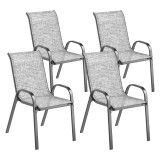 Outsunny Set de 4 Scaune Suprapozabile cu Spătar &Icirc;nalt și șezut din Plasă, 54x71x93 cm, Negru | Aosom Romania