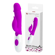Vibrator rabbit din silicon cu cap realist si 30 de functii de vibratie Pretty