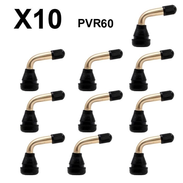 Set supapă valva tubeless fără tub curbat 90&deg; - PVR 60 - 10buc