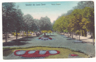 530 - LACUL SARAT, Braila, Park, Romania - old postcard, CENSOR - used - 1917 foto