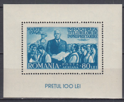 ROMANIA 1946 LP 191 REFORMA AGRARA COLITA MNH foto