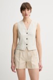 Marc O&#039;Polo vestă de in culoarea bej, un singur rand de nasturi, 504095281007
