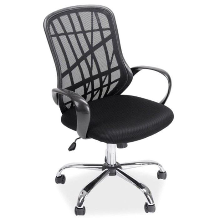 Scaun de birou cu mesh SL Dexter, cadru cromat, mecanism de balans, roti pivotante, 100 kg, negru