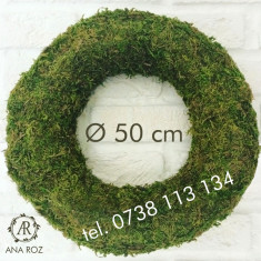 Baza XXL pentru coronite si aranjamente florale 50 cm din muschi verde foto