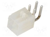 Conector cablu-placă MOLEX Mini-Fit Jr 4 pini 13A THT tată, aurit, unghi 90&deg;
