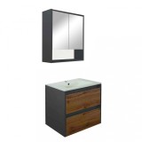 Mobilier complet de baie Porto 60 &icirc;n culoarea stejarului rustic antracit