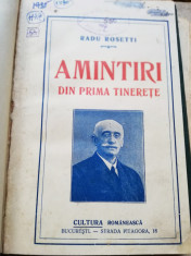 RADU ROSETTI - AMINTIRI DIN PRIMA TINERETE 1927 foto