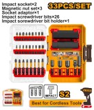 Set Biti Impact 33buc AKDL63306 &ndash; biti impact 25mm si 50mm cu tubulare Cr-Mo si adaptor 3/8" pentru insurubat profesional
