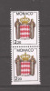 Monaco 1987 - Stema (pereche), MNH, Nestampilat