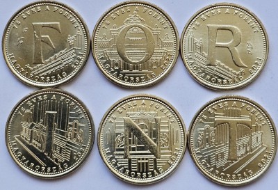 Set 6 monede 5 Forint 2021 Ungaria, 75 Years of the Forint, unc , km#1014-1019 foto
