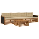 vidaXL Set de canapele de exterior cu pernă 5 pcs Natural și Bej 3382986