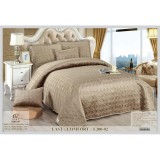 Cumpara ieftin Cuvertura de pat si 4 Fete de Perna din Catifea, Matlasata, 220 x 240 cm, Set 5 piese, Bej Inchis - EAT303