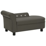 Cumpara ieftin Canapea pentru c&acirc;ini, gri &icirc;nchis 83x45x42 cm piele ecologică