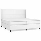 Cumpara ieftin Pat box spring cu saltea, alb, 200x200 cm, piele ecologica