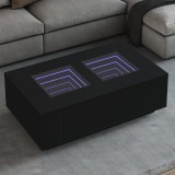 VidaXL Măsuță de cafea cu LED infinity, negru, 116x69x40 cm