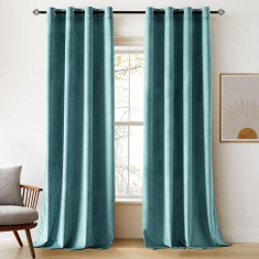 Set doua draperii catifea blackout, turcoaz deschis