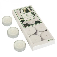 Set Lum&acirc;nări Pastilă, Aladino, Iasomie, Timp Ardere 4 Ore, Alb, 10 Bucăți