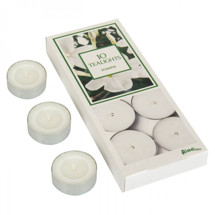 Set Lum&acirc;nări Pastilă, Aladino, Iasomie, Timp Ardere 4 Ore, Alb, 10 Bucăți