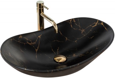Lavoar pentru blat Rea Royal 60 Black Marble Mat foto