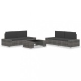 Cumpara ieftin Set mobilier de grădină, 5 piese, gri, poliratan