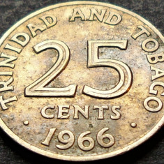 Moneda exotica 25 CENTI - TRINIDAD TOBAGO, anul 1966 * cod 5045