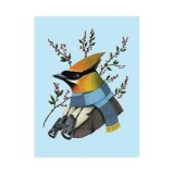 Carte postala Berkley Bestiary Winter Waxwing Berkley Bestiary Winter Waxwing Large Embellished Holiday Notecards