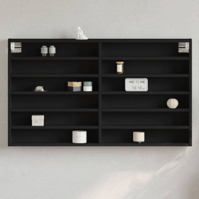 Gossi dulap cu vitrina, negru, 100x8,5x58 cm, lemn prelucrat foto