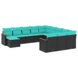 Cumpara ieftin Set canapele de gradina cu 12 piese si perne, poliratan negru