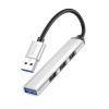 Hub USB HOCO HB26 USB-A la USB-A 3.0, 3xUSB-A 2.0 - Argintiu