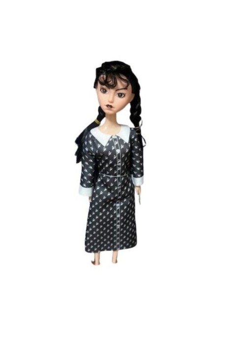 Păpușă, 35 cm, alb-negru