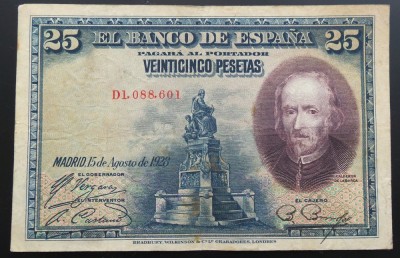Bancnota istorica 25 PESETAS - SPANIA, anul 1928 * cod 908 foto