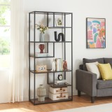 Raft carti &Oslash;stre 180x83x34cm metal pal negru/nuc [en.casa] HausGarden Leisure