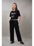Cumpara ieftin Pantaloni Dama Talie Unica XS-M Forano Negri/Gri Deschis, Elastici, Poliester Vascoza Elastan, Elegant Confortabil