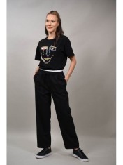 PANTALONI CU TALIE COMBINATA FORANO TALIE UNICA Negru